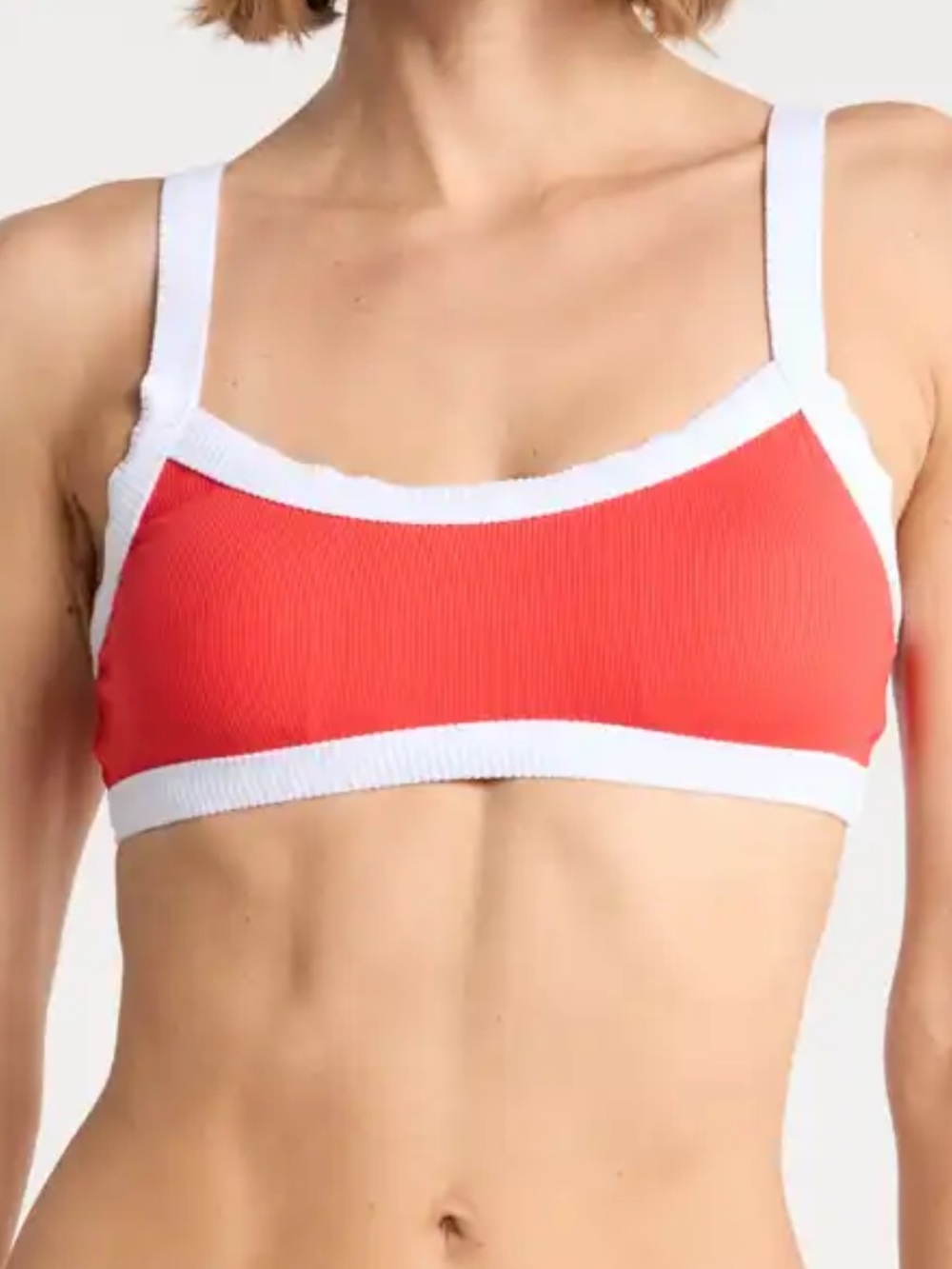 Dippin' Daisy's Kelly Red Bikini Top with White Trim